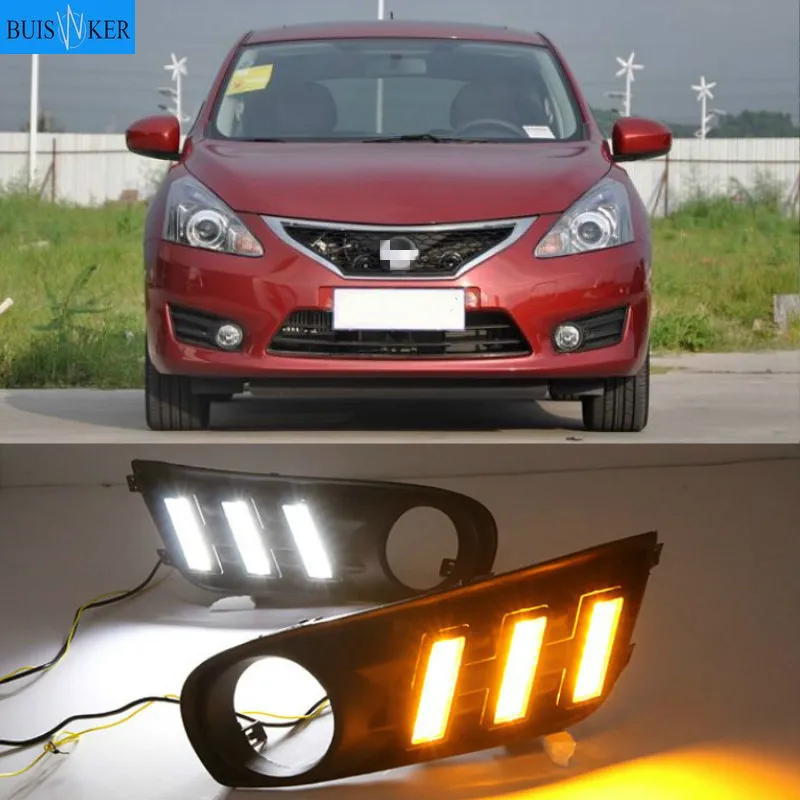 

1 Pair of 12V Car Auto LED Daytime Running Light Lamp DRL Fog Lamp Cover Fits for Nissan Tiida 2011 2012 2013 2014 2015