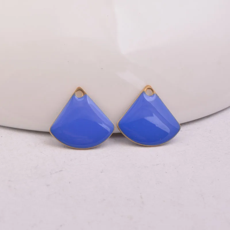 30pcs  Copper Enamelled Sector Charms Sequins Double Faced Enamel Pendant For  Earrings Bracelet Necklace image 5