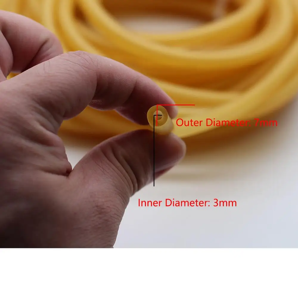 10M 3070 Latex Rubber Tube 7mm OD 3mm ID Elastic Tubing for Outdoor Slingshot Catapult Hunting Exercising