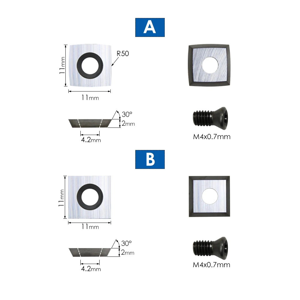 TASP - Juego de insertos de carburo, cortador de repuesto para herramientas de torneado de madera