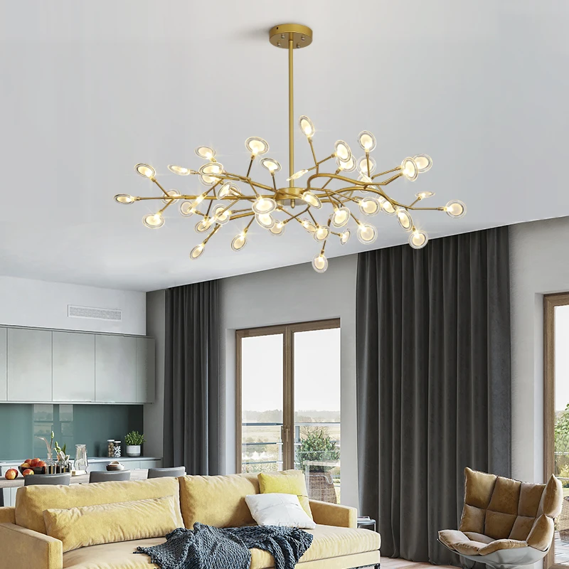 Vintage chandeliers Black metal leaves decor tree branch chandelier Retro Living room sputnik Kitchen lounge farmhouse light
