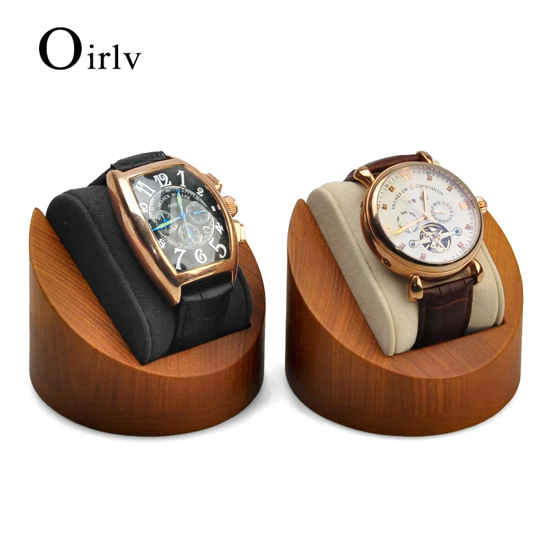 Oirlv Wooden Watch Display Stand with Microfiber Jewelry Display Rack Bracelet Bangle Storage Box Flip Display Box Jewelry