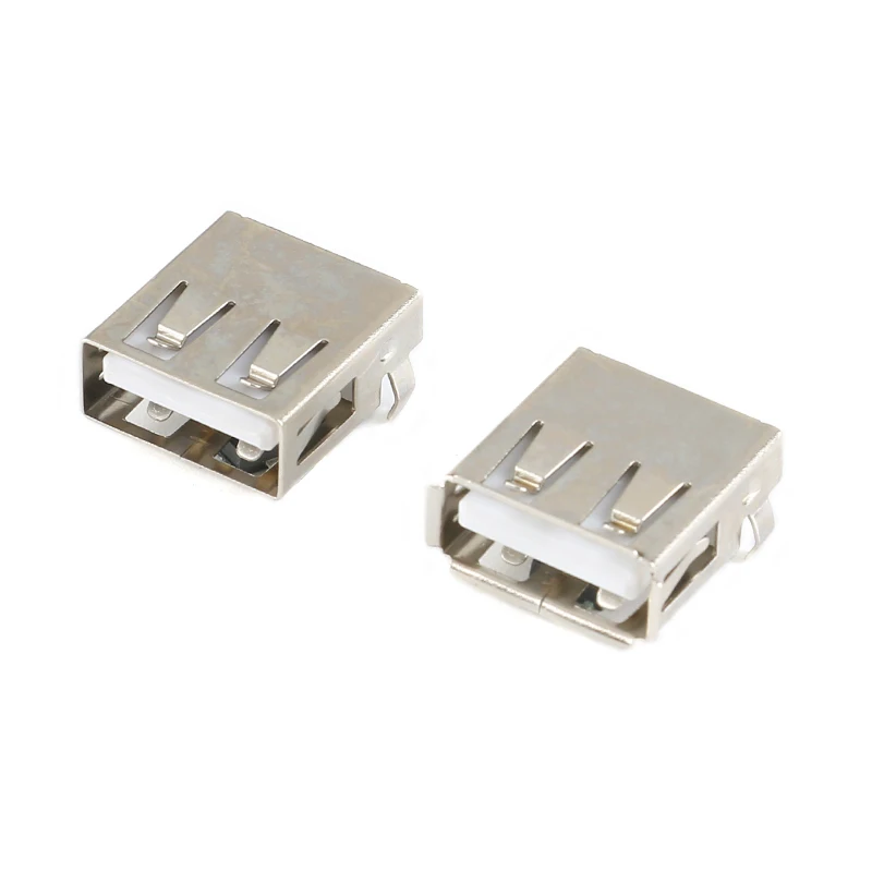 10Pcs USB-AF Type A Standard Port Female Solder Jacks Connector PCB Socket 90 Degrees Rimless/Crimping