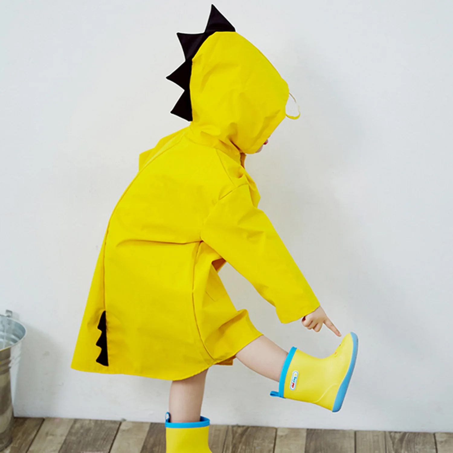 Behogar Unisex r Rain Coat Waterproof Cute Kawaii Cartoon Dinosaur Style Raincoat Rainwear for Kids Children Boys Girls Yellow