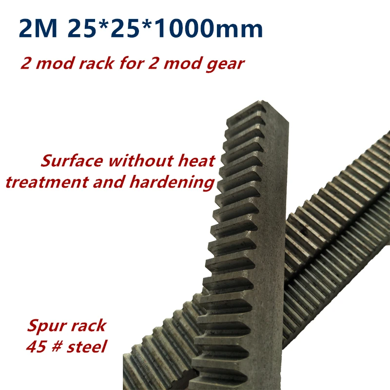 

1pc 2M 2 Mod 25*25*1000mm Mold Gear Rack Precision CNC Rack Straight Teeth Toothed rack Router