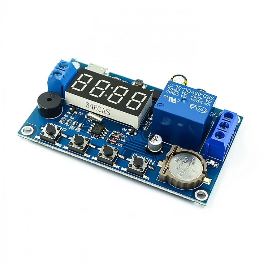 5.0V-60V Timer Relay Delay Module Digital Timer Relay On-Off Controller with Buzzer Alarm, 24H Timing, 5 Time Periods Adjustable