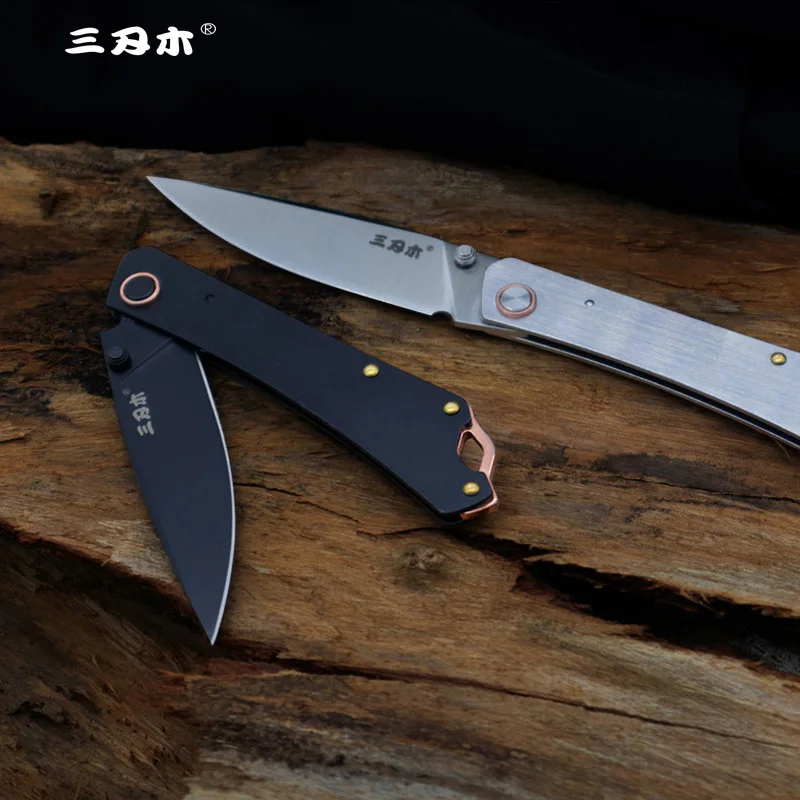 Imagem -05 - Sanrenmu-mini Outdoor Camping Faca de Sobrevivência Punho de Tactical Light Pocket Household Fruit Folding Knife 9305 8cr13mov Aço Inoxidável