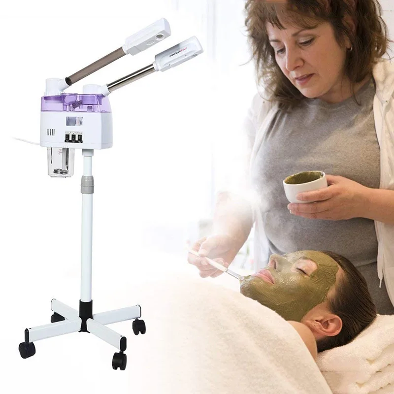 Ozone Steaming Ion Face Vaporizador Máquina de Pulverizador Quente e Frio Vaporizador de Pedestal Facial, Steamer for Home Spa, Cuidados com a pele