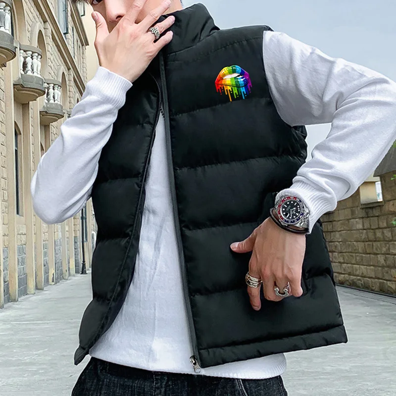 

Fashion Men's Warm Jacket Autumn and Winter Men's Couple Warm Cotton Vest Jacket Casual Zipper Sleeveless Jacket Plus Size Coat