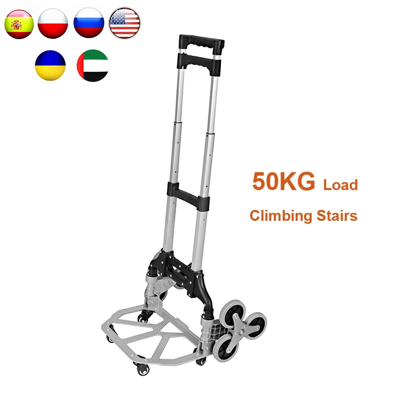 

50KG Climbing Stairs Cart Heavy Duty Folding Trolley MT2124B Wheel Barrow Garden Carts Climbing Hand Truck for Upstairs Cargo