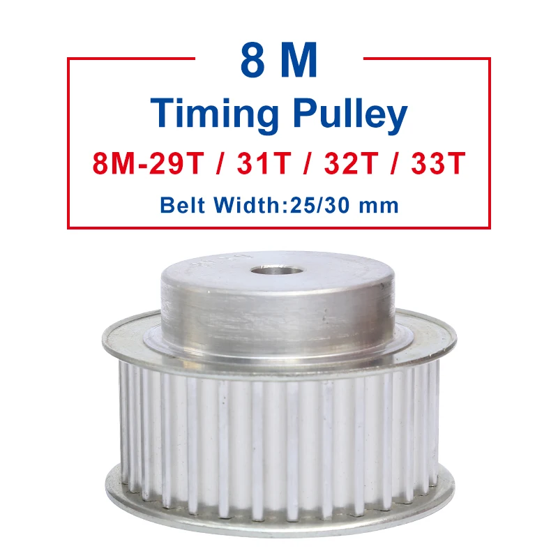 

Belt Pulley 8M-29T/31T/32T/33T Slot Width 27/32mm pulley wheel rough hole 12 mm Aluminum Material For Width 25/30mm Timing Belt