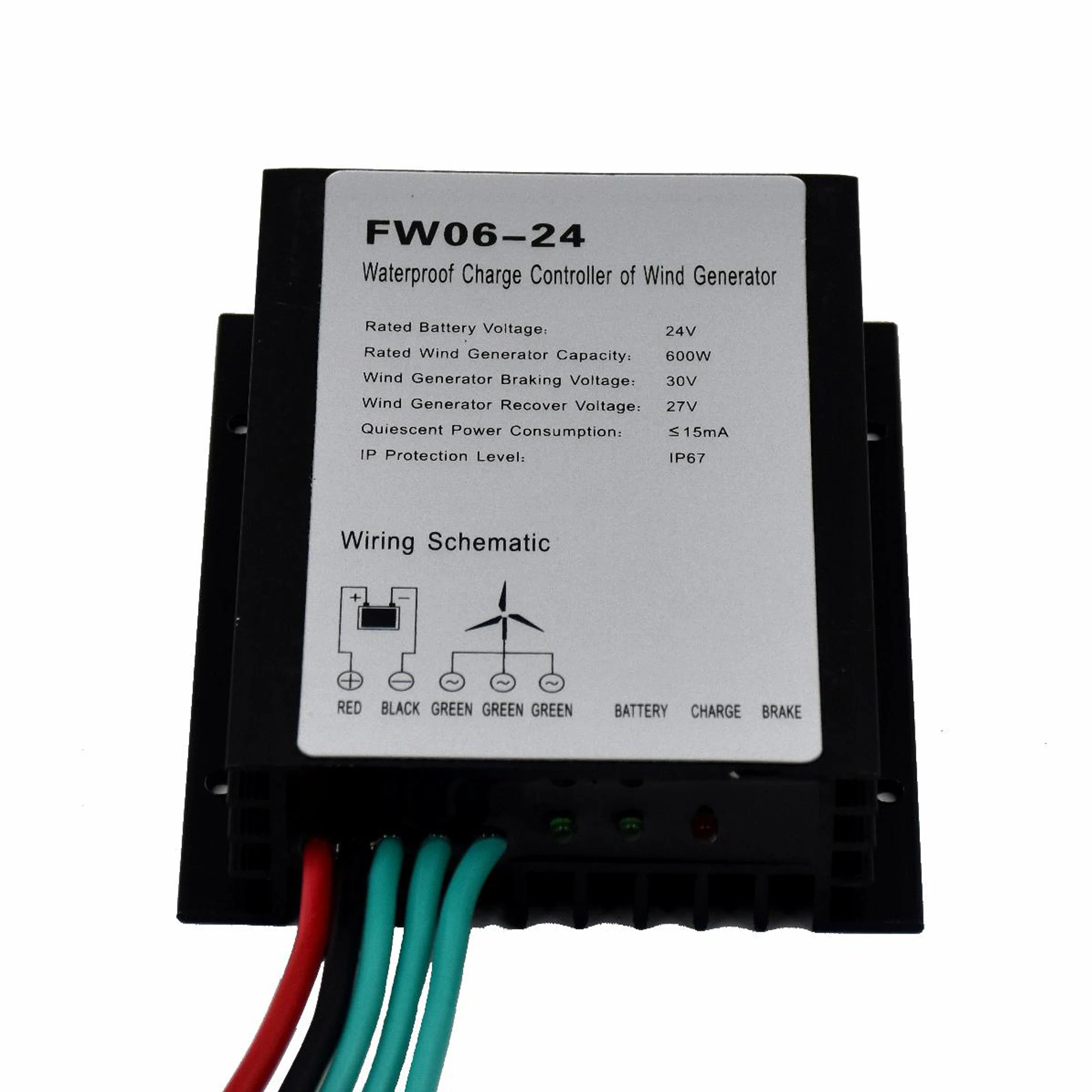 300W/600W 12V/24V PWM Auto Brake Wind Charger Controller Regulator For Residential Wind Turbine Home Use