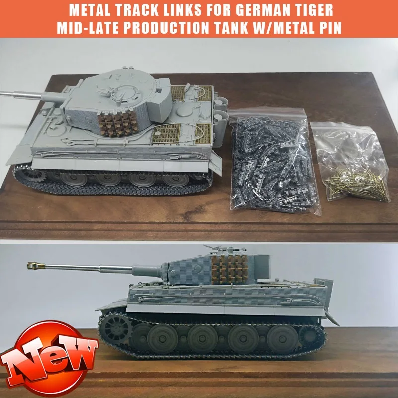 

1/35 Metal Track Links for German Tiger Mid-Late Production Tank w/metal pin SX35023 Model accessories Kit