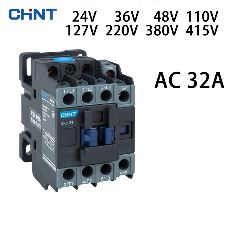 

CHINT NXC-32 contactor 32A AC 24V 36V 48V 110V 127V 220V 380V 415V Can be equipped with thermal relay Kunlun series products