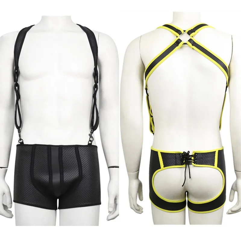 Erotische Gay Kleding Borst Harnas Riemen Fetish Mannen Spons Body Cage Harness Strap Exotische Tops Rave Kostuum Voor Bdsm Bondage gay