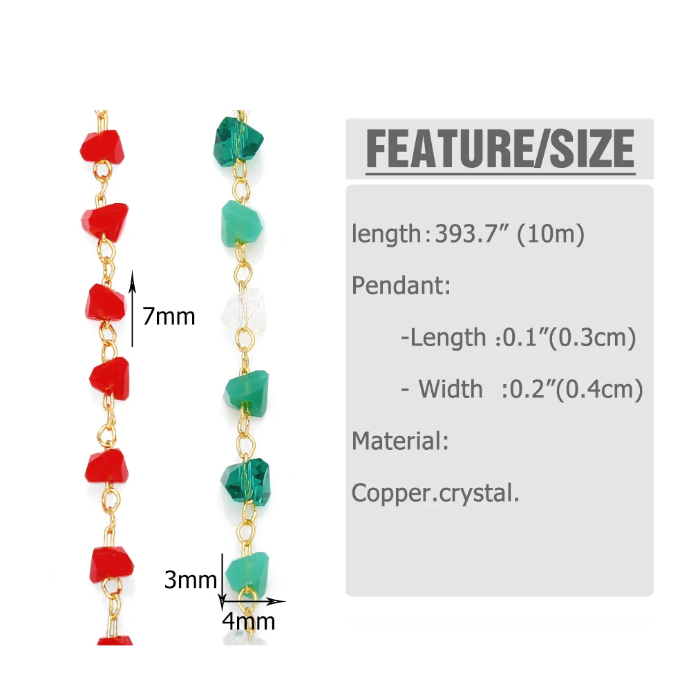 OCESRIO 10M Handmade Red Crystal Chain for Jewelry Making Wholesale Gold Plated Copper Findings for DIY Accessories cana029