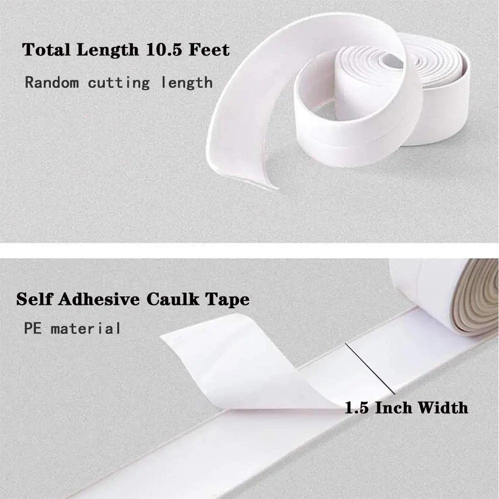 White Fita Tape Bathroom Shower Sink Bath Sealing Strip Tape PVC Self-Adhesive Waterproof Wall sticker for Bathroom Kitchen