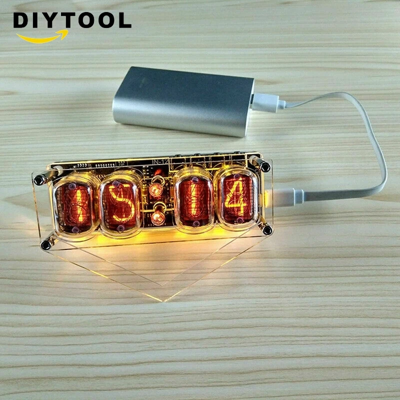 4-bit Glow Tube Clock Colorful  IN-12A IN-12B DS3231 Nixie LED Backlight BSG