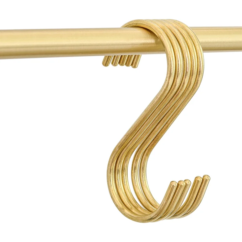 10Pcs Brass Shelf Hook Nordic Creative S Shape Kitchen  Decorative Clothing Pole Towel Bar Hook  Fittings