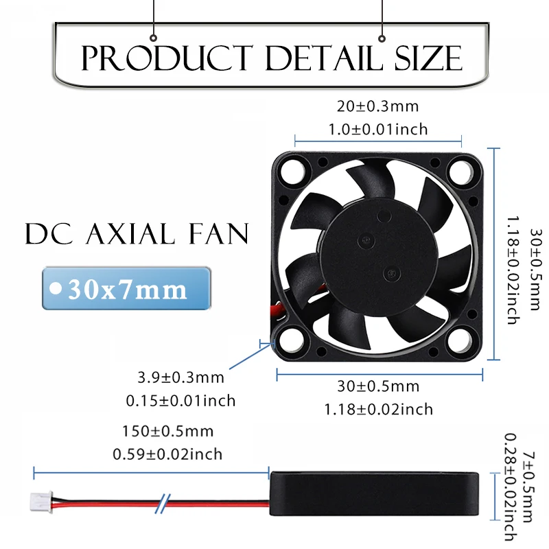 2Pcs Gdstime 30MM Cooler DC 5V 12V 30x7MM Silent Ultra-Thin Cooling Fan Toy Notebook, Driving Recorder Miniature Radiator Fan