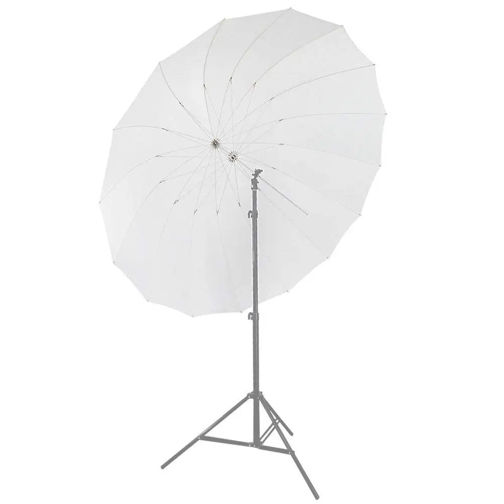 72/185cm White Diffusion Parabolic Umbrella 16 Fiberglass Rib 7mm Shaft, includes Portable Carrying Bag