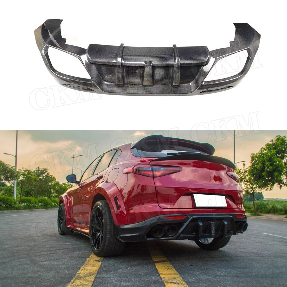 

Carbon fiber / FRP Rear Lip Diffuser Spoiler For Alfa Romeo Stelvio 2017 2018 2019 FRP Car Bumper Guard Car Styling