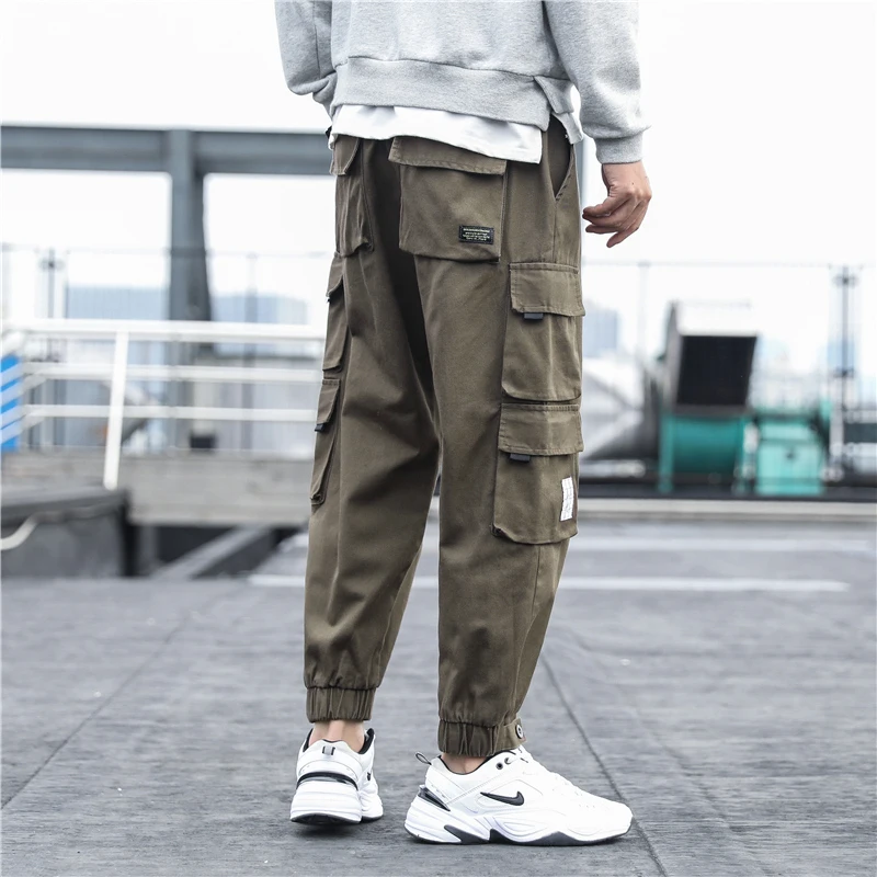 New Men\'s Side Pockets Cargo Pants Black Hip Hop Harem Pants Casual Male Joggers Sweatpants Fashion Streetwear Trousers 5XL