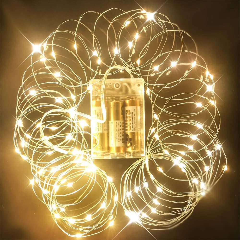 Fairy Lights Battery Operated 33 Ft Battery Powered String Light 100 LED for Bedroom Chrismas Halloween Party Wedding Warm White