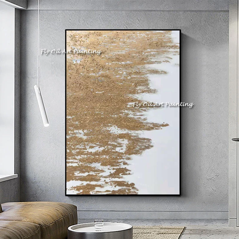 

Abstract 100% Hand Painted Sandy Gold Beach New Oil Painting Art Wall Yellow Canvas Paintings Wall Decoration For Office Hotel