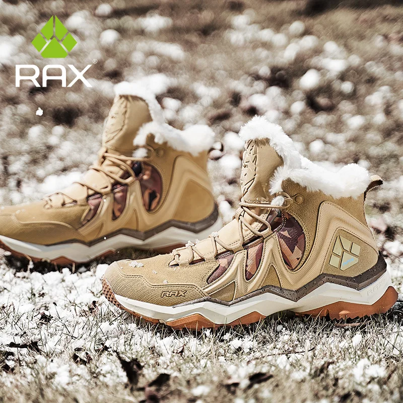 RAX Winter Snow Boots For Men Women Fleece Hiking Shoes Outdoor Sports Sneakers Mens Mountain Shoes Trekking Walking Boots