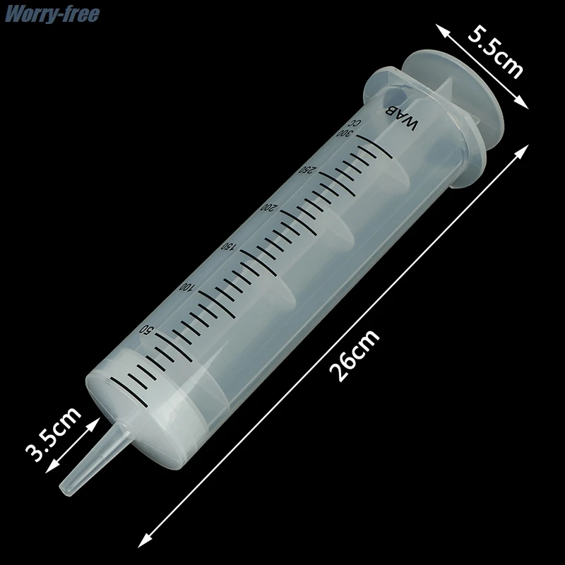 300ml Plastic Syringe Large Capacity Syringe Transparent Reusable Sterile Measuring Injection Syringe Nutrient Hydroponics HOT!