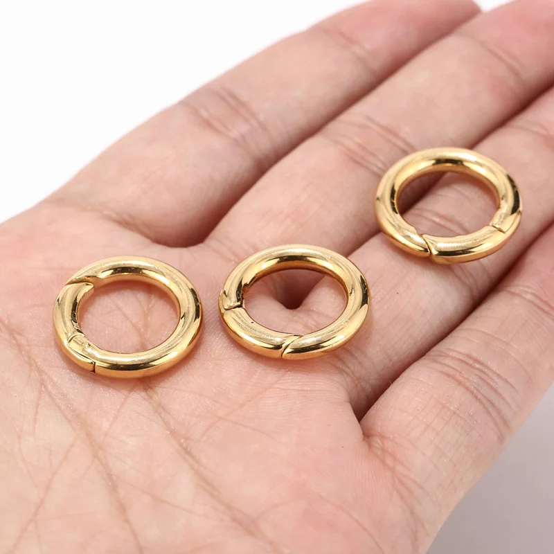 3pcs Stainless Steel Gold Tone 20mm Spring Loaded Gate Locking Hook Chain Carabiner Snap Clasp Connectors For DIY Jewelry Making