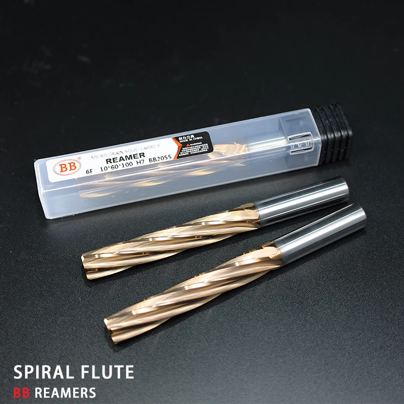 BB 100mm Length Solid Carbide Coated Spiral Straight Flute Reamer Tolerance Precision Tool for Steel Metal 3~20mm