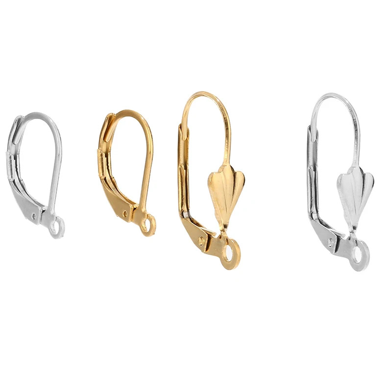 20 Gold  Leverback Earwire Stainless Steel Hoop Earring Findings For DIY Women Earrings Jewelry Connector Making