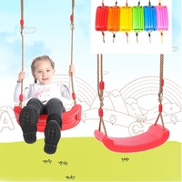 Kids Plastic Swings Hanging Seat Toys with Height Adjustable Ropes Indoor Outdoor Garden Toys Rainbow Curved Board Swing Chair