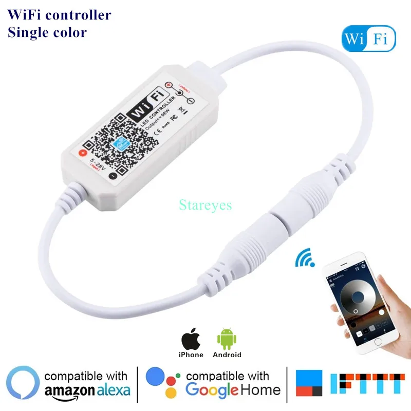 Controlador remoto inalámbrico para el hogar, atenuador con WiFi, DC5V, 12V, 24V, un solo color, RGB, RGBW, Alexa, Tuya, tira de LED, 1 unidad