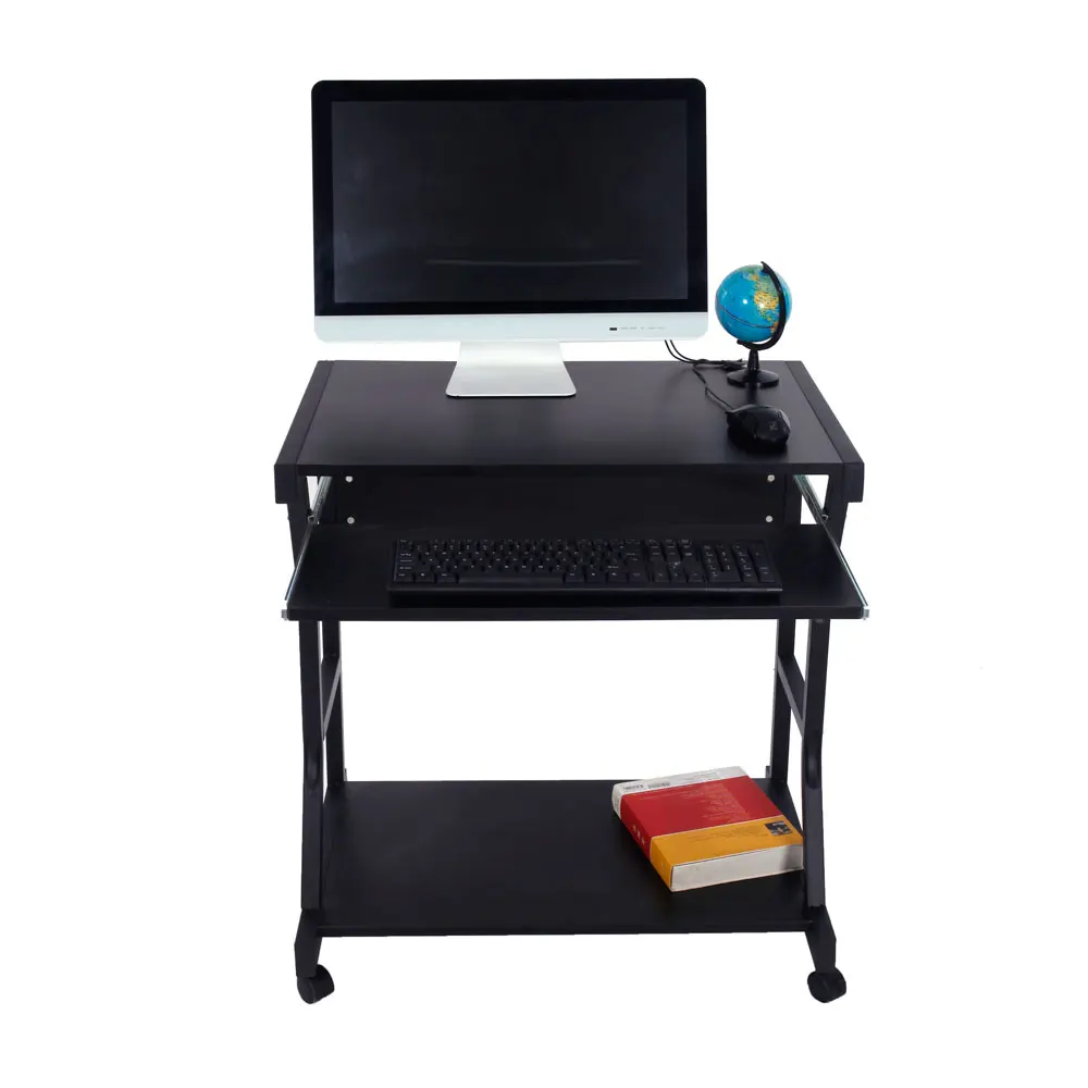 Movable Four-wheel Computer Desk  Computer Table Office  Table Black