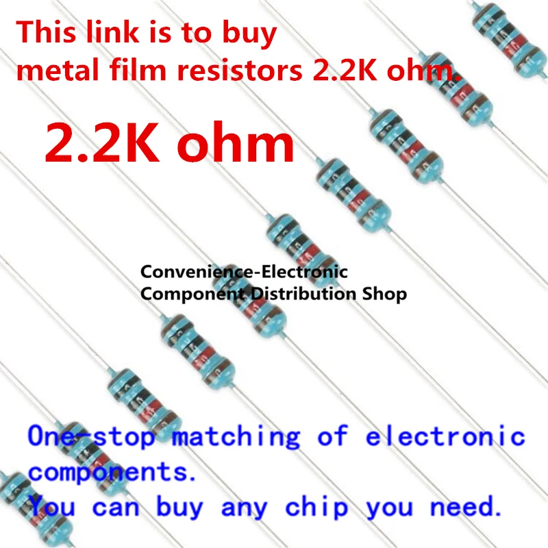 100Pcs 2.2K Ohm 1/4W 1% Resistor Film Logam