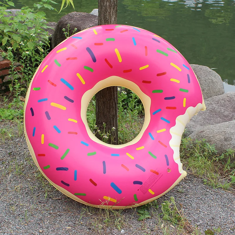 PVC Toy 60cm-120cm Inflatable Donut Swimming Ring INS Pink Coffee Adult Child Life Buoy Swimming Rings Water Sports