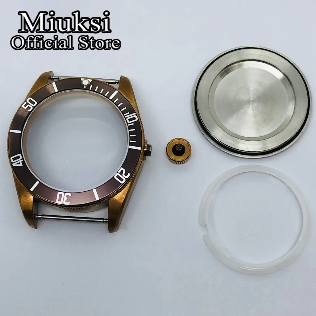 Miuksi 41mm brown case sapphire glass fit NH35 NH36 ETA 2836 Miyota 8205 8215 821A Mingzhu DG2813 3804 movement