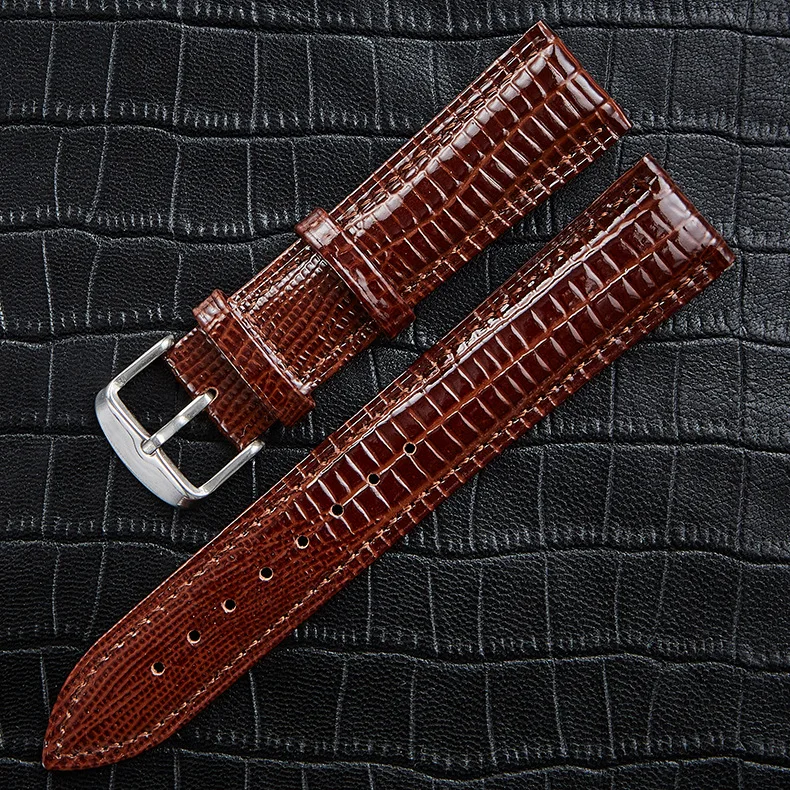 12mm- 24mm Watchband Fashion Lizard Texture Leather Watch Band Pin Buckle Watch Strap for Women Man Wristband Watch Accessories