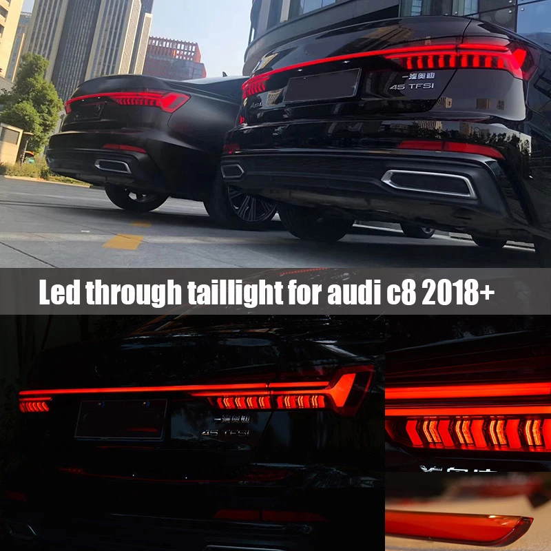 

For audi new a6 C8 2018 +LED turn signal width Through trunk light rear lamp modified new streamer through tail light