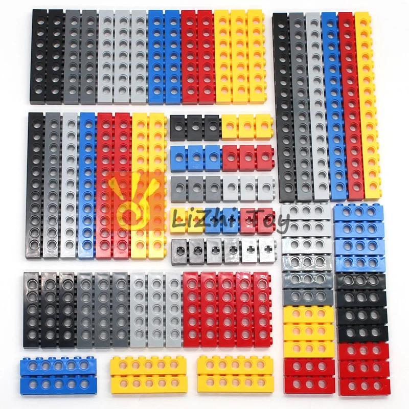 Technical Building Blocks Parts Bulk MOC Thick Bricks 6 Color Combination Accessories Studded Long Beams Robot Children Toys