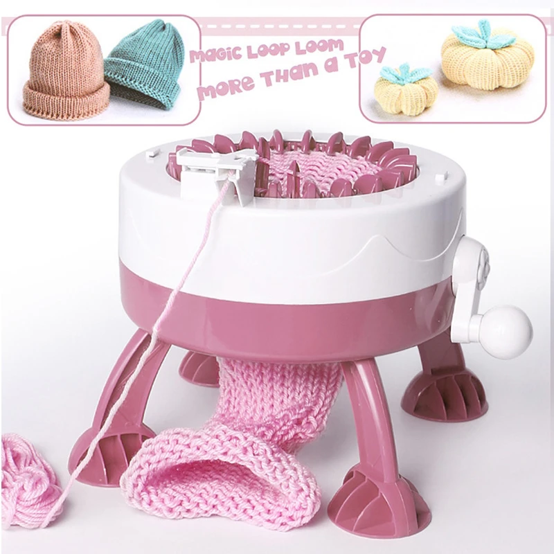 Needle Sewing Tools DIY Kids Knitting Machine Kit Weaving Loom for Scarf Hat Sweater Kids Children Pretend Play Toys Knitting To