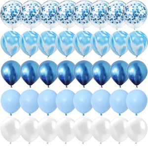 40 Buah Set Biru Batu Akik Marmer Balon Perak Confetti Balon Pernikahan Hari Valentine Baby Shower Pesta Ulang Tahun Dekorasi 10 dekorasi pesta laut penjualan terbaik - №