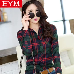Brand Women Blouses 2024 New Spring Fashion Plus Size Plaid Shirt Females Long Sleeve Casual Shirts Classic Lady Tops Blusas