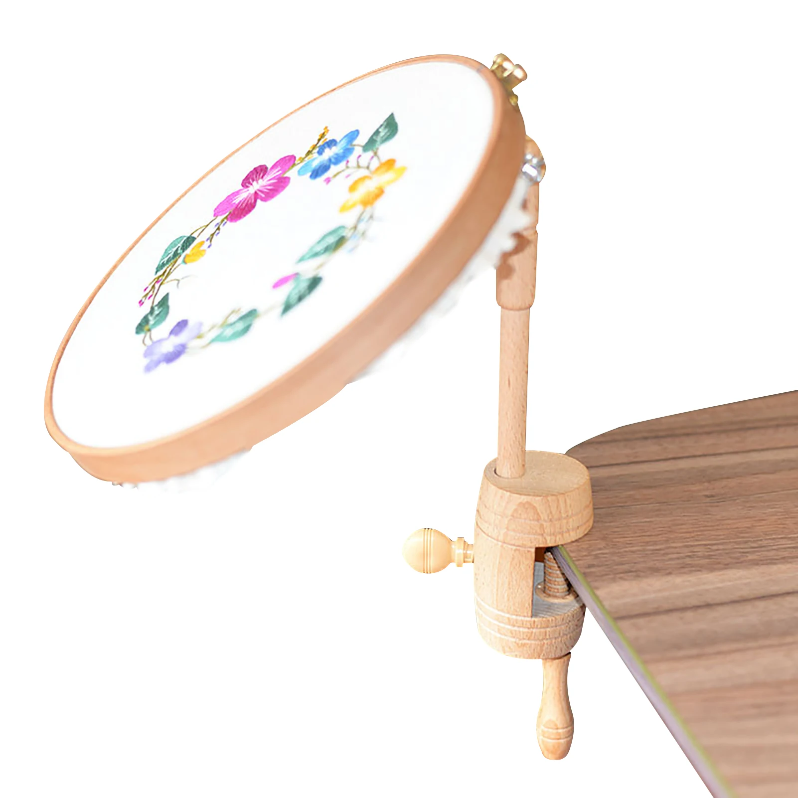 Wooden Embroidery Stand 360 Rotating Adjustable Desktop Stand Cross Stitch Rack Frames Embroidery Hoop Wood Cross Stunning