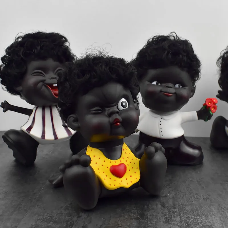 Cute Black Doll Bedroom Emotions Creative Saving Pot Doll Can Shake Heads Room Car Decorations Gifts for Children