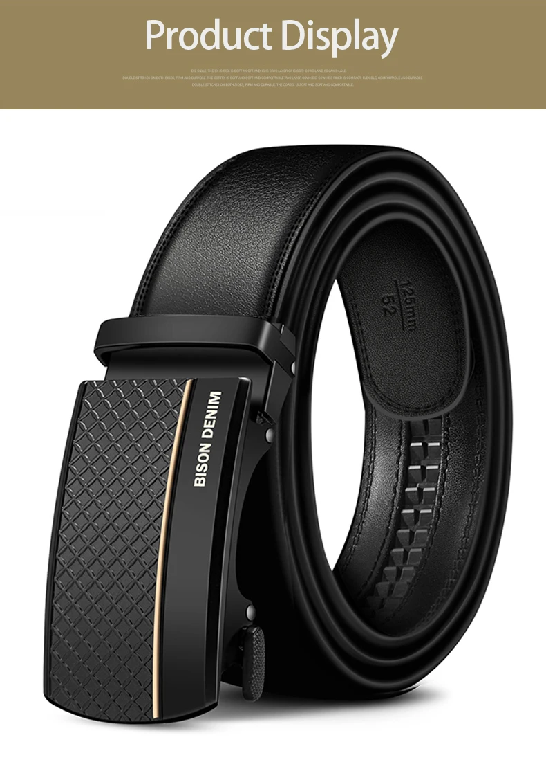 BISON DENIM Echtes Leder Automatische Männer Gürtel Luxus Strap Gürtel für Männer Designer Gürtel Männer Hohe Qualität Mode Gürtel N71416 – Detail 8