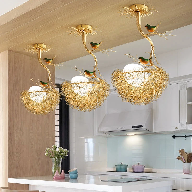 

Postmodern bird's nest egg glass ball chandelier kitchen restaurant art decoration